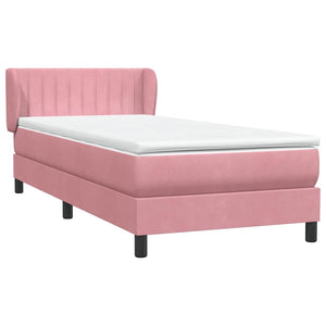 Κρεβάτι Boxspring με Στρώμα Ροζ 80x220 εκ. Βελούδινο