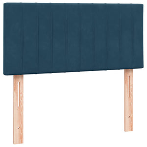 Κρεβάτι Boxspring με Στρώμα Σκούρο Μπλε 90x220 εκ. Βελούδινο - Pakobazaar
