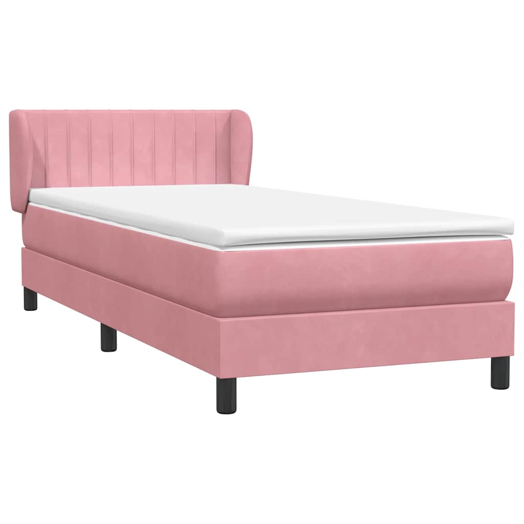 Κρεβάτι Boxspring με Στρώμα Ροζ 90x220 εκ. Βελούδινο