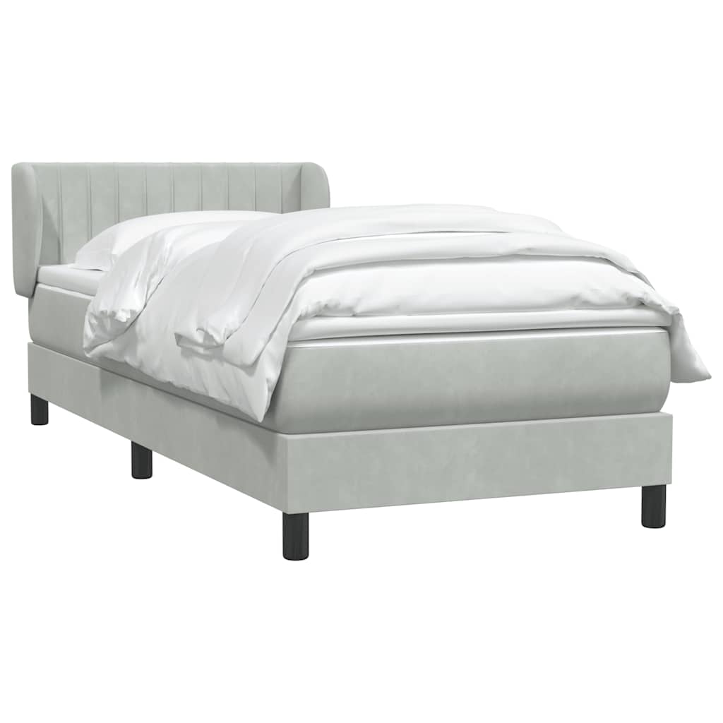 Box Spring κρεβάτι με στρώμα ανοιχτό γκρι 100x220 εκ. Βελούδινο - Pakobazaar