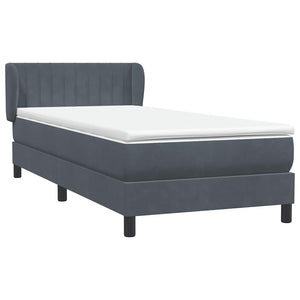 Box Spring Κρεβάτι με στρώμα Σκούρο γκρι 100x220 εκ. Βελούδινο - Pakobazaar