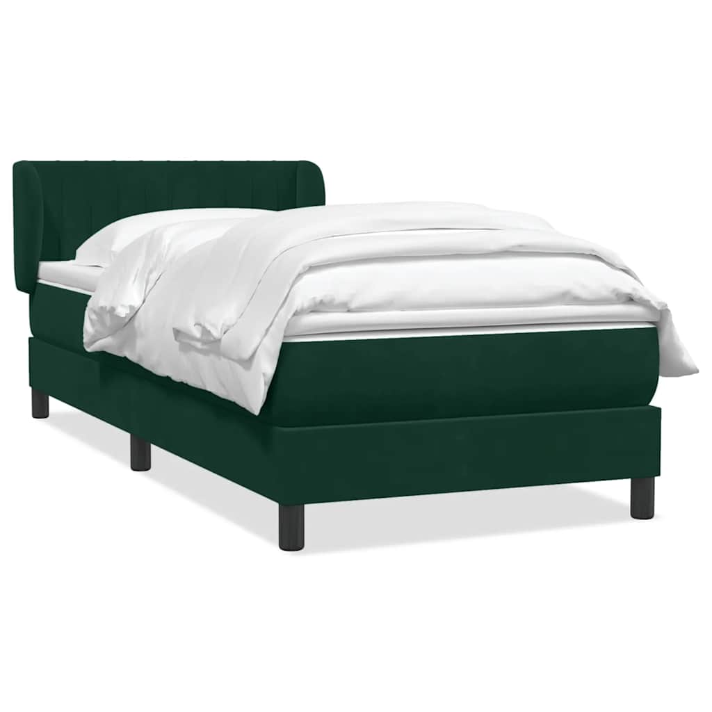 Box Spring κρεβάτι με στρώμα σκούρο πράσινο 100x220cm Βελούδινο - Pakobazaar