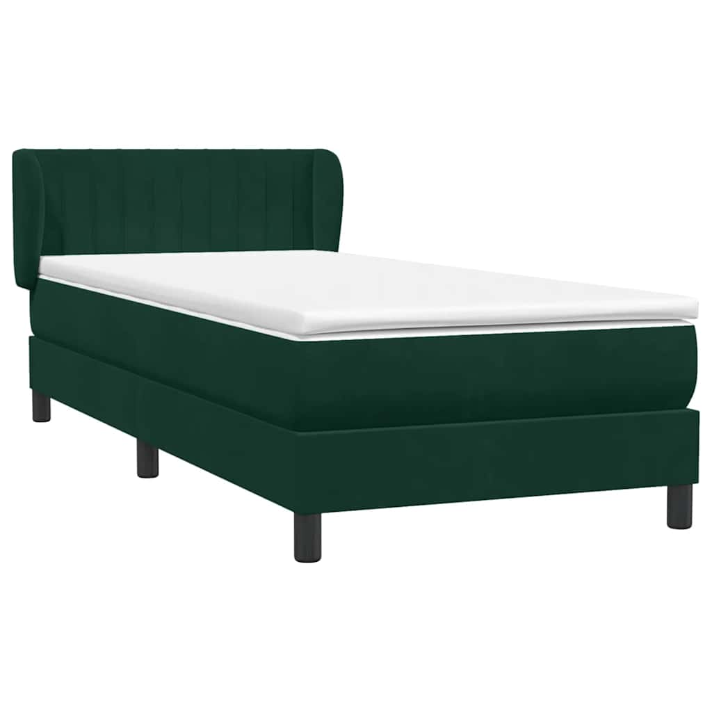 Box Spring κρεβάτι με στρώμα σκούρο πράσινο 100x220cm Βελούδινο - Pakobazaar