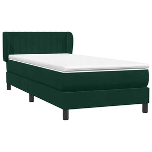 Box Spring κρεβάτι με στρώμα σκούρο πράσινο 100x220cm Βελούδινο - Pakobazaar