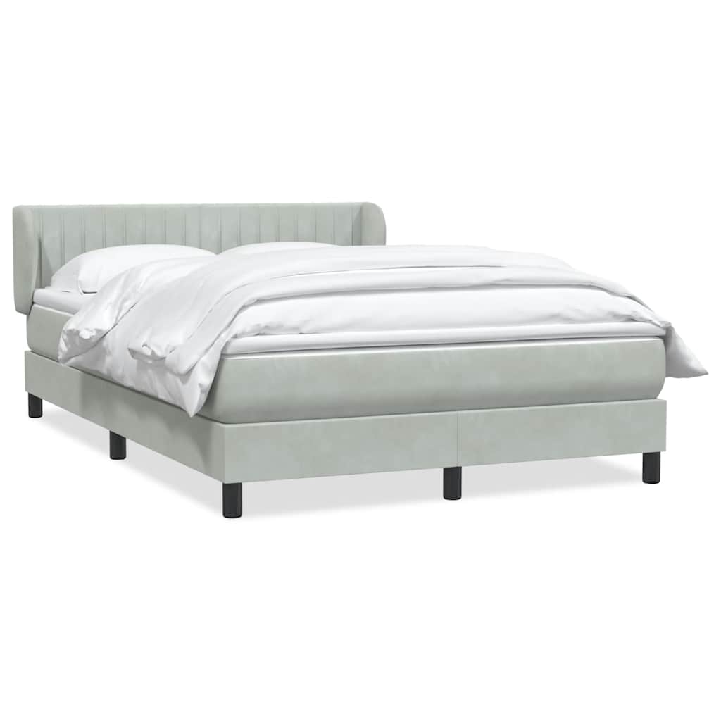 Κρεβάτι Boxspring με Στρώμα Ανοιχτό Γκρι 140x220 εκ. Βελούδινο - Pakobazaar