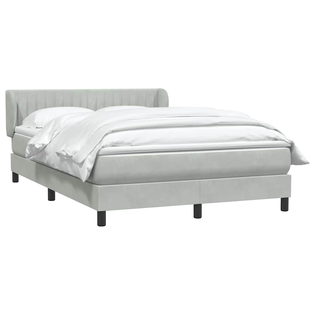 Κρεβάτι Boxspring με Στρώμα Ανοιχτό Γκρι 140x220 εκ. Βελούδινο - Pakobazaar