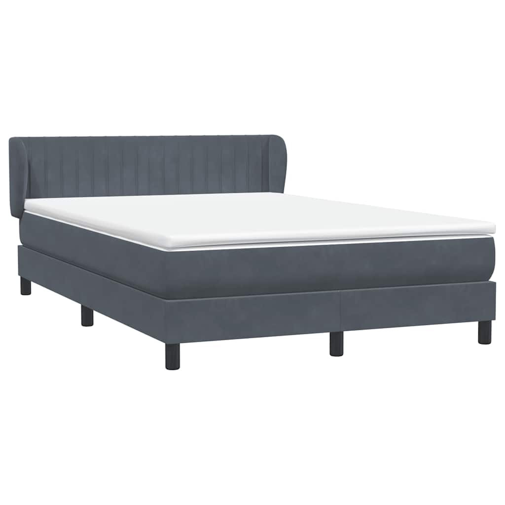 Box Spring Κρεβάτι με στρώμα Σκούρο γκρι 140x220 cm Βελούδινο