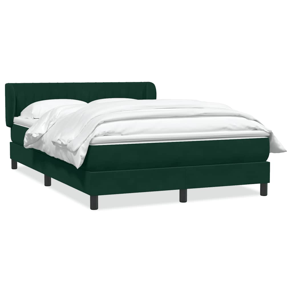 Box Spring Κρεβάτι με στρώμα Σκούρο πράσινο 140x220cm Βελούδινο