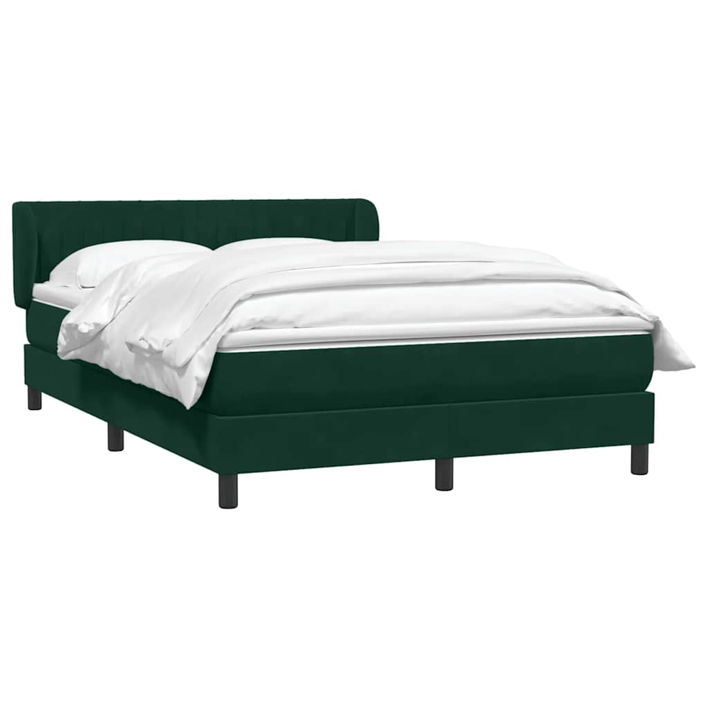 Box Spring Κρεβάτι με στρώμα Σκούρο πράσινο 140x220cm Βελούδινο