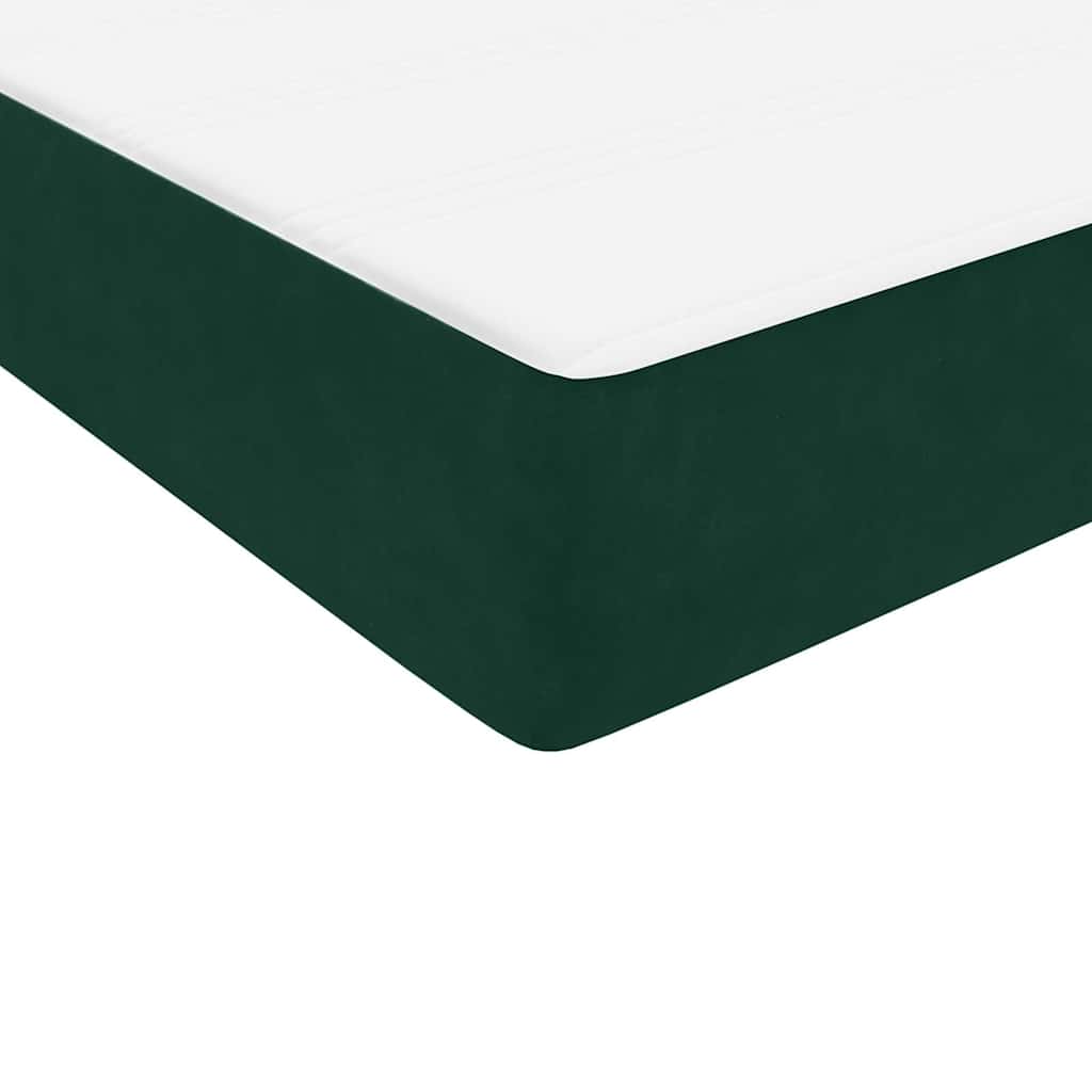 Box Spring Κρεβάτι με στρώμα Σκούρο πράσινο 140x220cm Βελούδινο