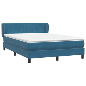Box Spring κρεβάτι με στρώμα σκούρο μπλε 140x220 cm Βελούδινο
