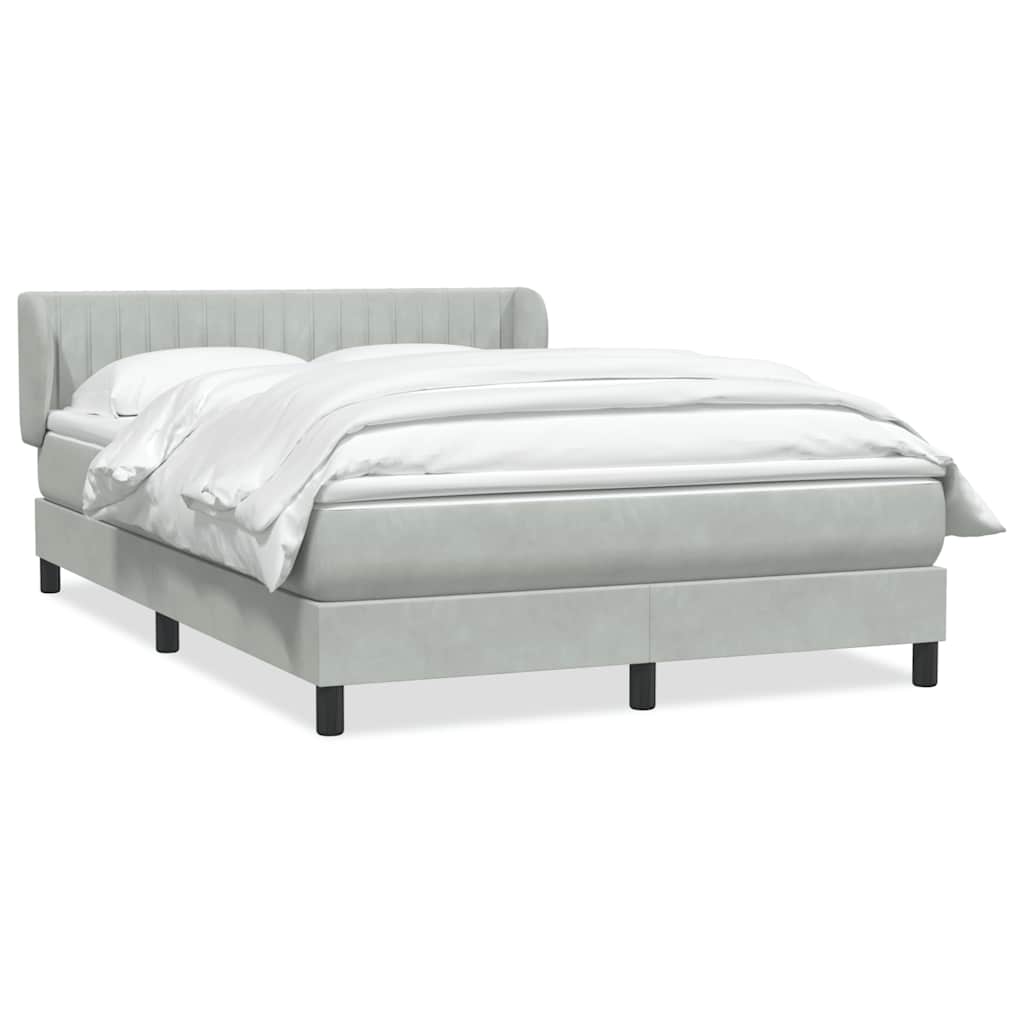 Κρεβάτι Boxspring με Στρώμα Ανοιχτό Γκρι 160x220 εκ. Βελούδινο