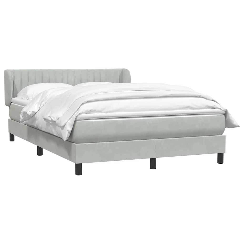 Κρεβάτι Boxspring με Στρώμα Ανοιχτό Γκρι 160x220 εκ. Βελούδινο