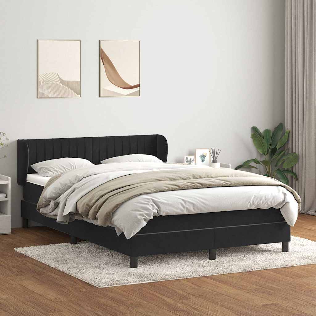 Box Spring Κρεβάτι με στρώμα Μαύρο 160x220 cm Βελούδινο