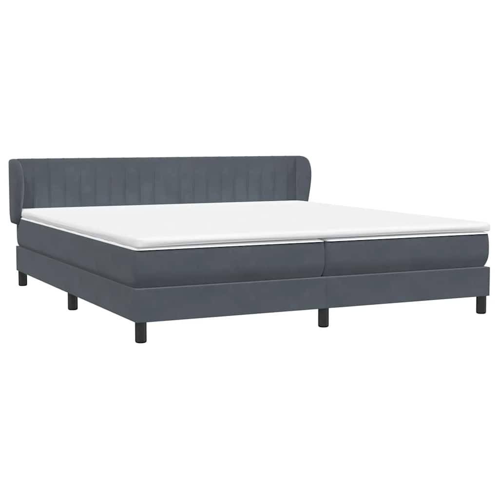 Box Spring Κρεβάτι με στρώματα Σκούρο γκρι 180x220 cm Βελούδινο - Pakobazaar