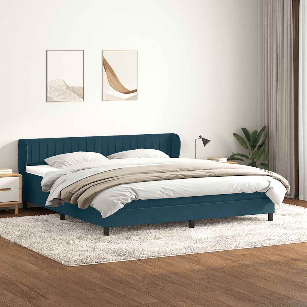 Box Spring κρεβάτι με στρώματα σκούρο μπλε 180x220 cm Βελούδινο - Pakobazaar