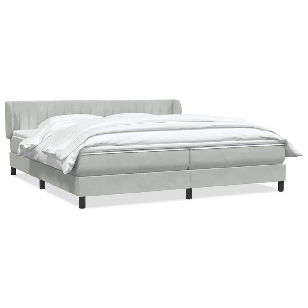 Box Spring κρεβάτι με στρώματα ανοιχτό γκρι 200x220cm Βελούδινο