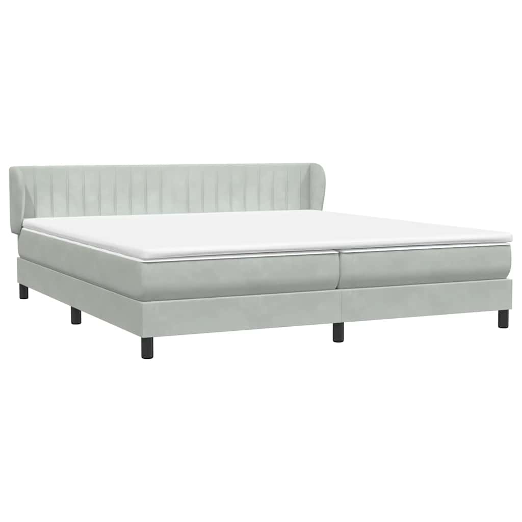 Box Spring κρεβάτι με στρώματα ανοιχτό γκρι 200x220cm Βελούδινο