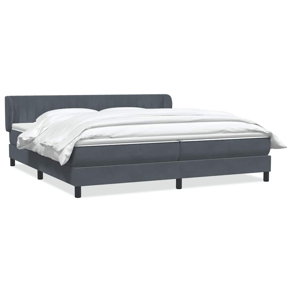 Box Spring Κρεβάτι με στρώματα Σκούρο γκρι 200x220 cm Βελούδινο - Pakobazaar