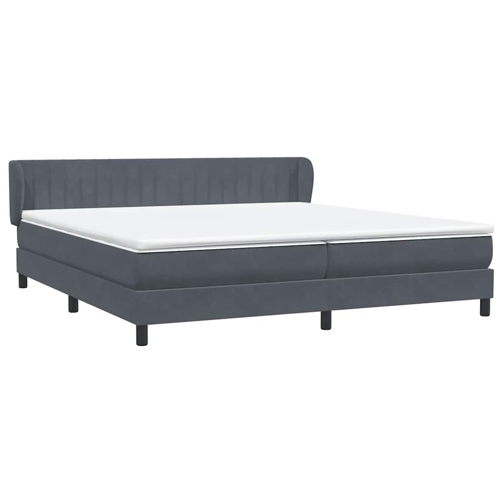 Box Spring Κρεβάτι με στρώματα Σκούρο γκρι 200x220 cm Βελούδινο - Pakobazaar