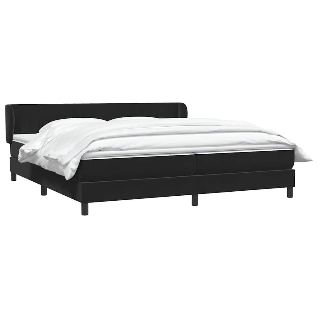 Κρεβάτι Box Spring με στρώματα Μαύρο 200x220 cm Βελούδινο - Pakobazaar