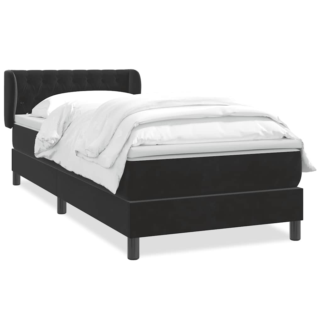 Box Spring Κρεβάτι με στρώμα Μαύρο 80x210 εκ. Βελούδινο