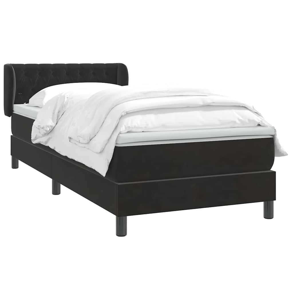 Box Spring Κρεβάτι με στρώμα Μαύρο 80x210 εκ. Βελούδινο