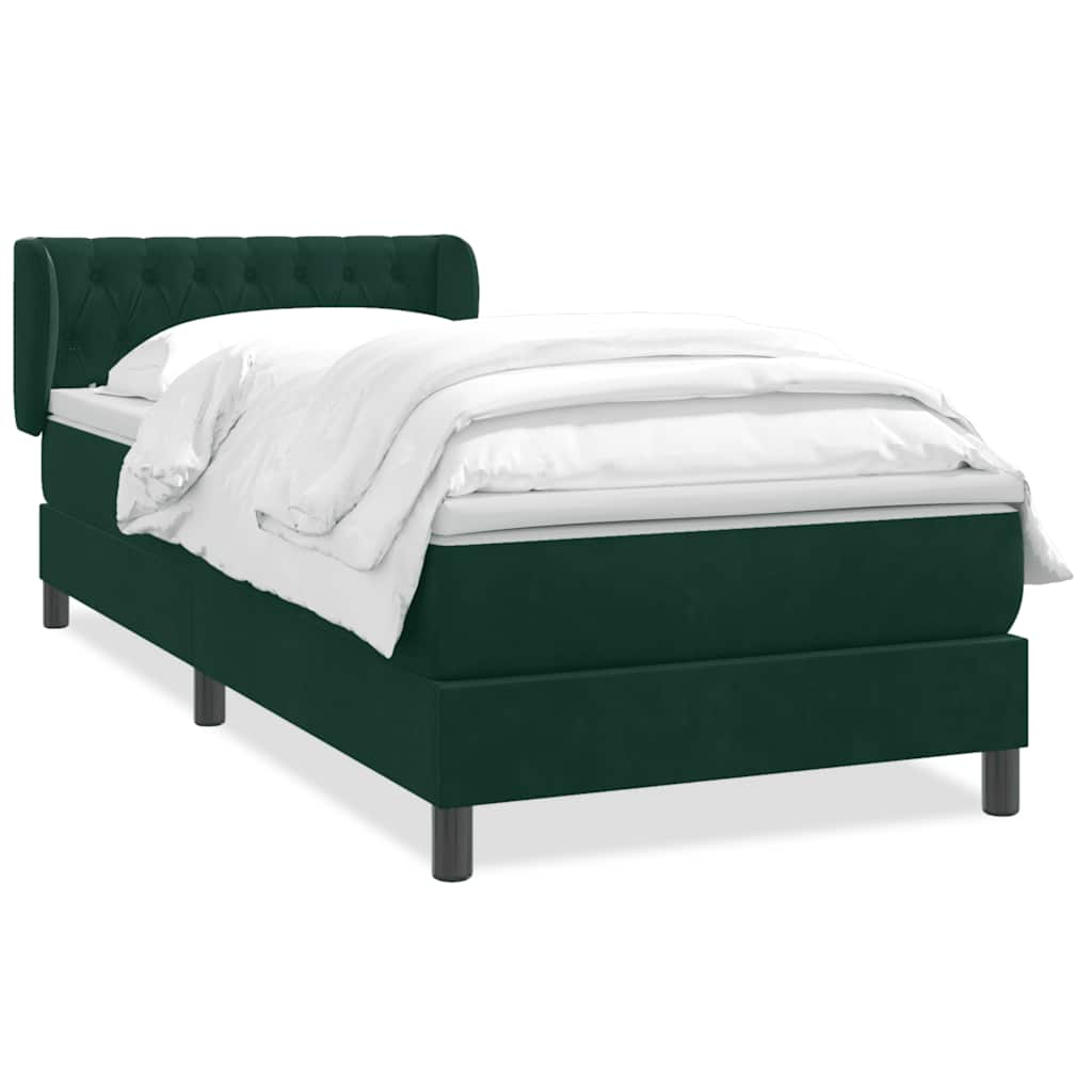 Box Spring Κρεβάτι με στρώμα Σκούρο πράσινο 80x210 cm Velvet - Pakobazaar