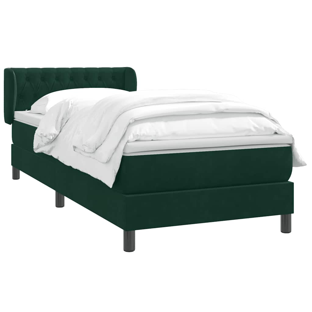 Box Spring Κρεβάτι με στρώμα Σκούρο πράσινο 80x210 cm Velvet - Pakobazaar