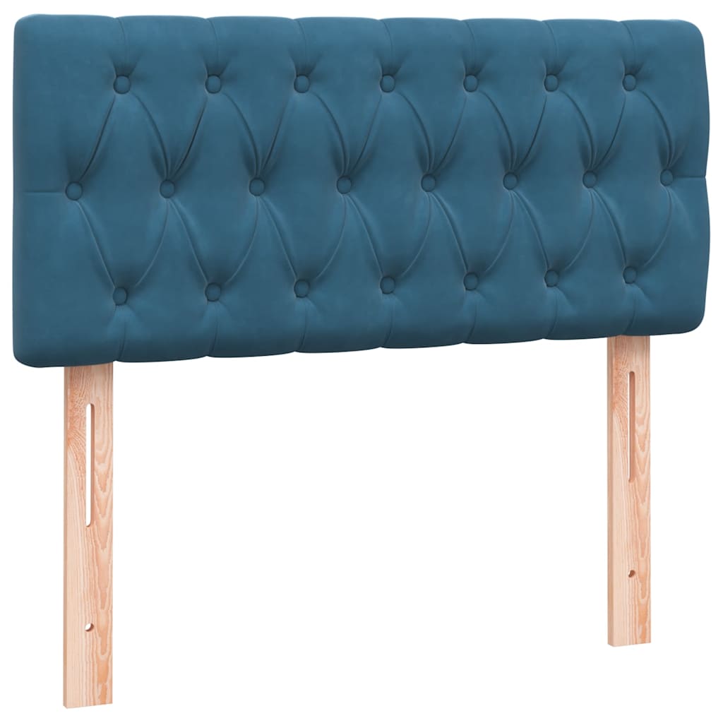 Box Spring κρεβάτι με στρώμα σκούρο μπλε 80x210 εκ. Βελούδινο