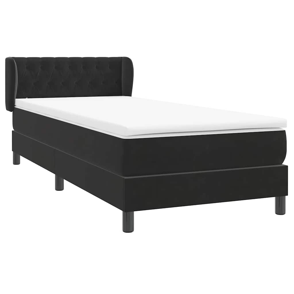 Κρεβάτι Boxspring με Στρώμα Μαύρο 90x210 εκ. Βελούδινο - Pakobazaar