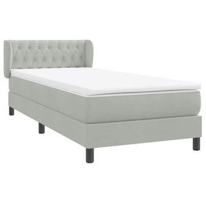 Κρεβάτι Boxspring με Στρώμα Ανοιχτό Γκρι 100x210 εκ. Βελούδινο - Pakobazaar