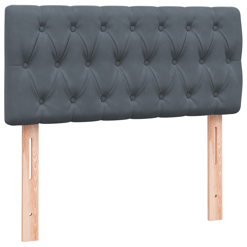 Κρεβάτι Boxspring με Στρώμα Σκούρο Γκρι 100x210 εκ. Βελούδινο - Pakobazaar