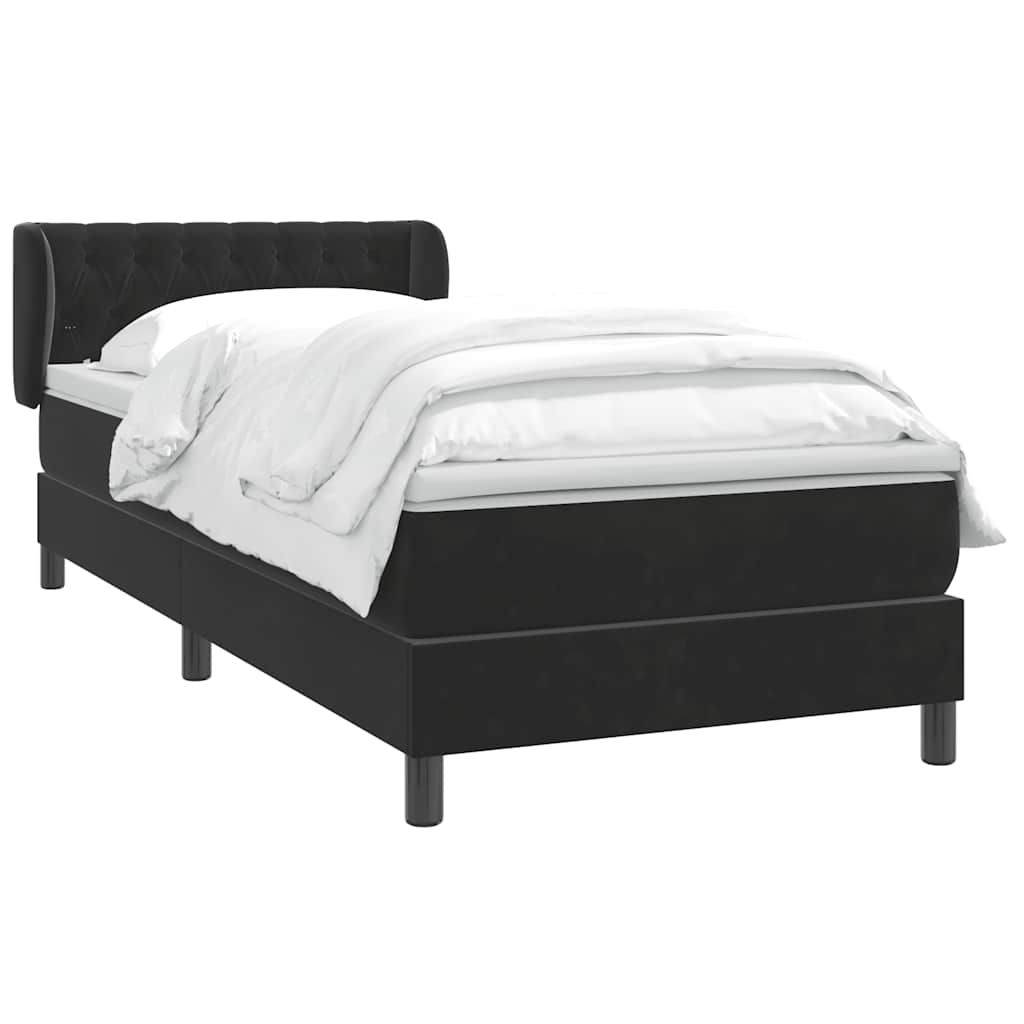 Box Spring Κρεβάτι με στρώμα Μαύρο 100x210 cm Βελούδινο - Pakobazaar