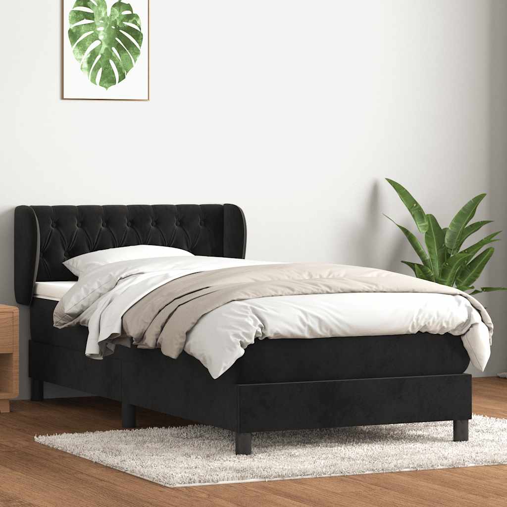 Box Spring Κρεβάτι με στρώμα Μαύρο 100x210 cm Βελούδινο - Pakobazaar