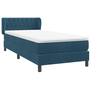 Κρεβάτι Boxspring με Στρώμα Σκούρο Μπλε 100x210 εκ. Βελούδινο - Pakobazaar
