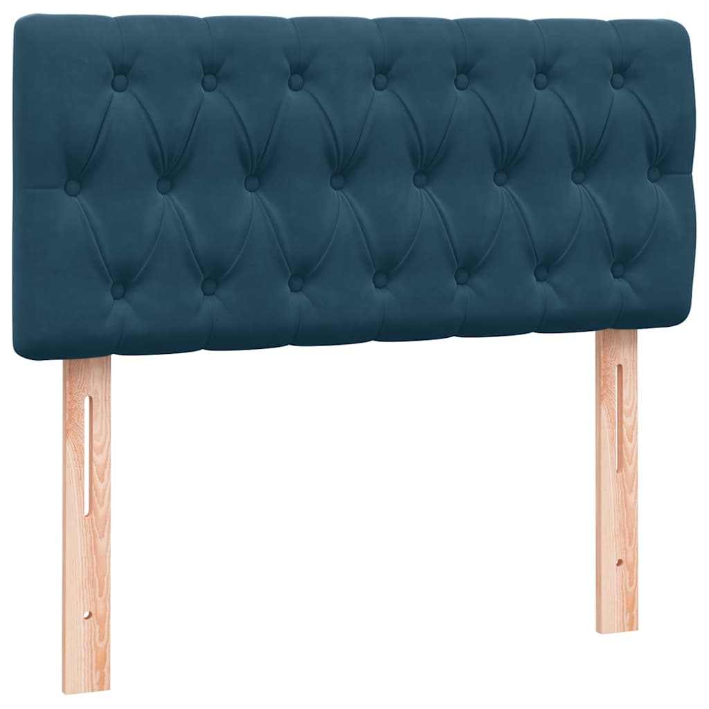 Κρεβάτι Boxspring με Στρώμα Σκούρο Μπλε 100x210 εκ. Βελούδινο - Pakobazaar