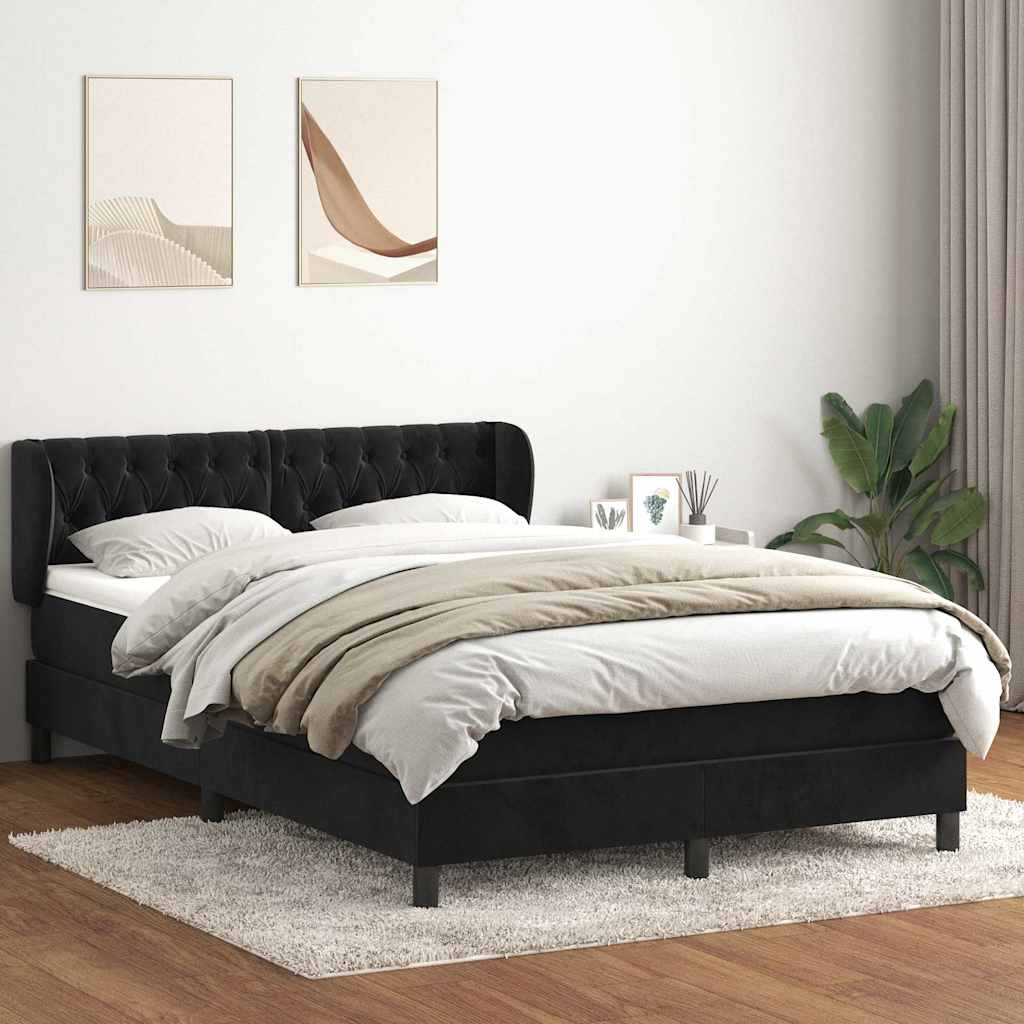 Κρεβάτι Boxspring με Στρώμα Μαύρο 1140x210 εκ. Βελούδινο