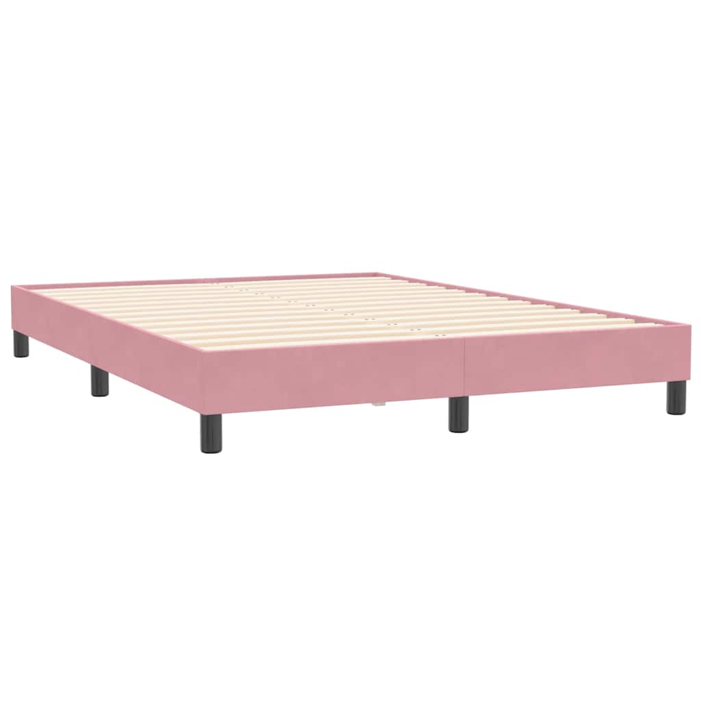 Κρεβάτι Boxspring με Στρώμα Ροζ 140x210 εκ. Βελούδινο - Pakobazaar