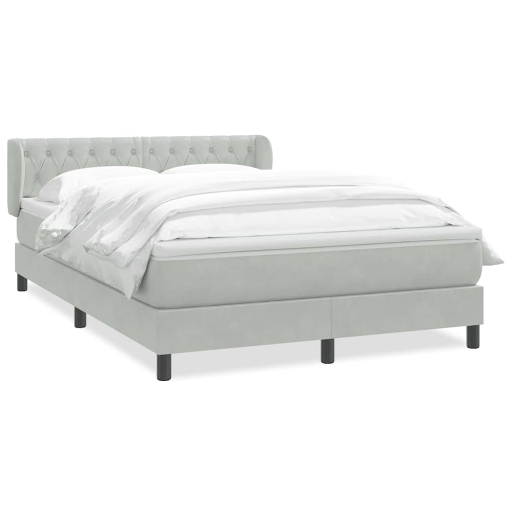 Κρεβάτι Boxspring με Στρώμα Ανοιχτό Γκρι 160x210 εκ. Βελούδινο - Pakobazaar