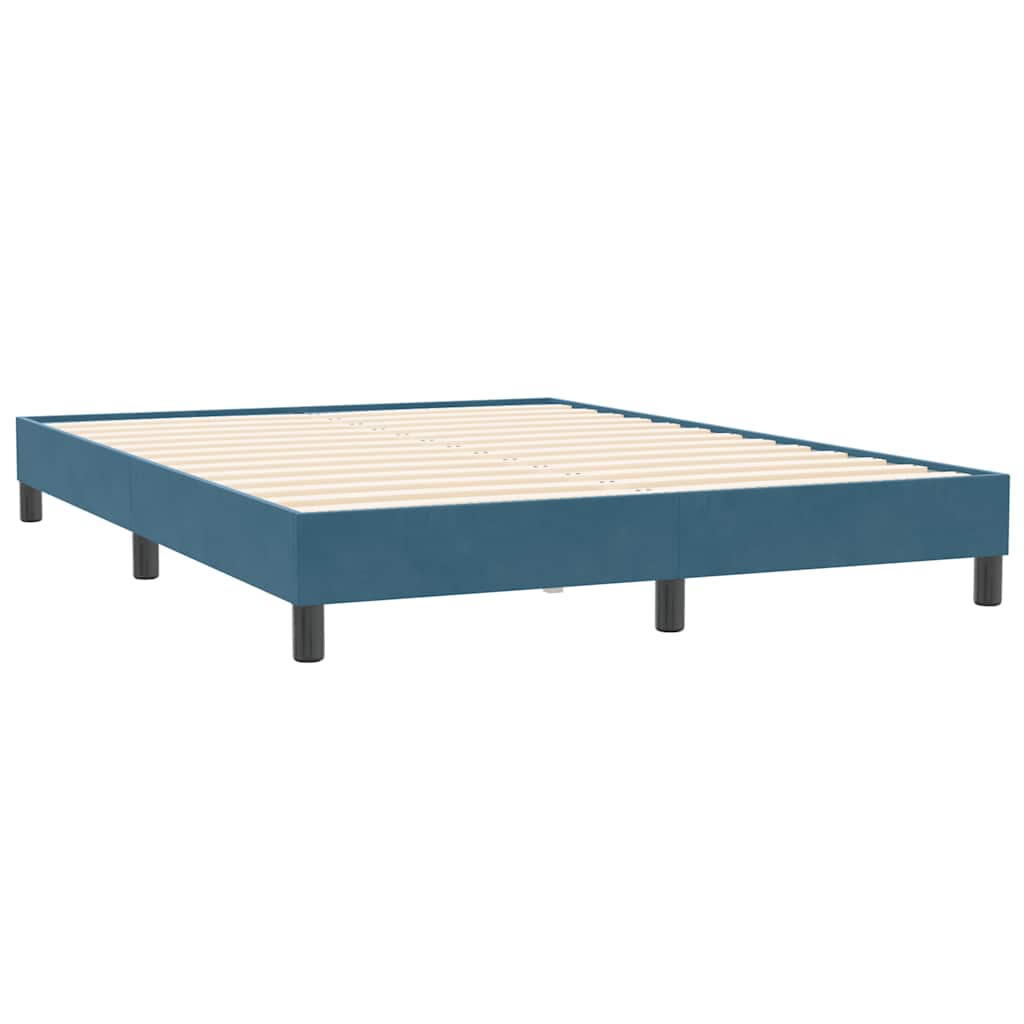 Κρεβάτι Boxspring με Στρώμα Σκούρο Μπλε 160x210 εκ. Βελούδινο