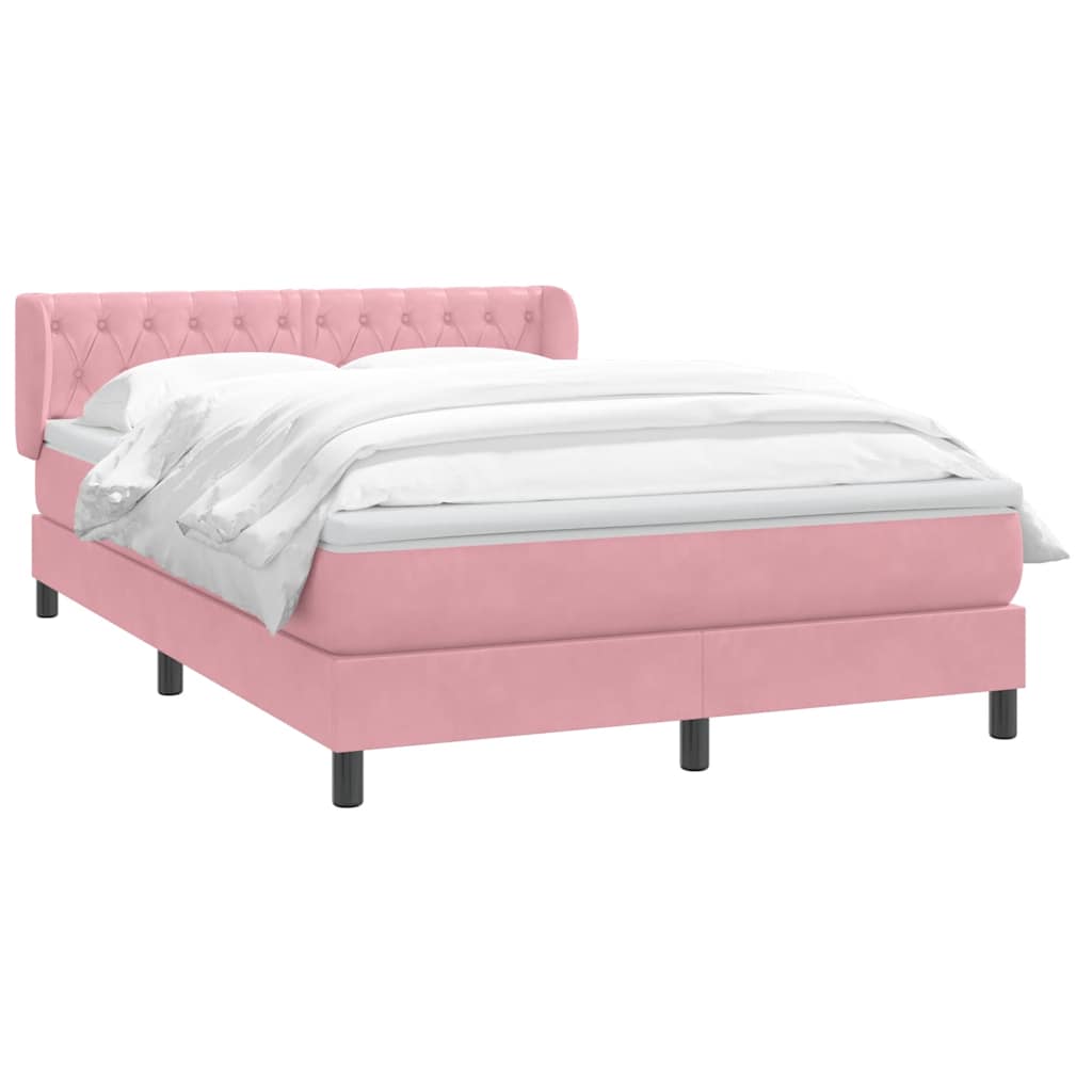 Κρεβάτι Boxspring με Στρώμα Ροζ 160x210 εκ. Βελούδινο