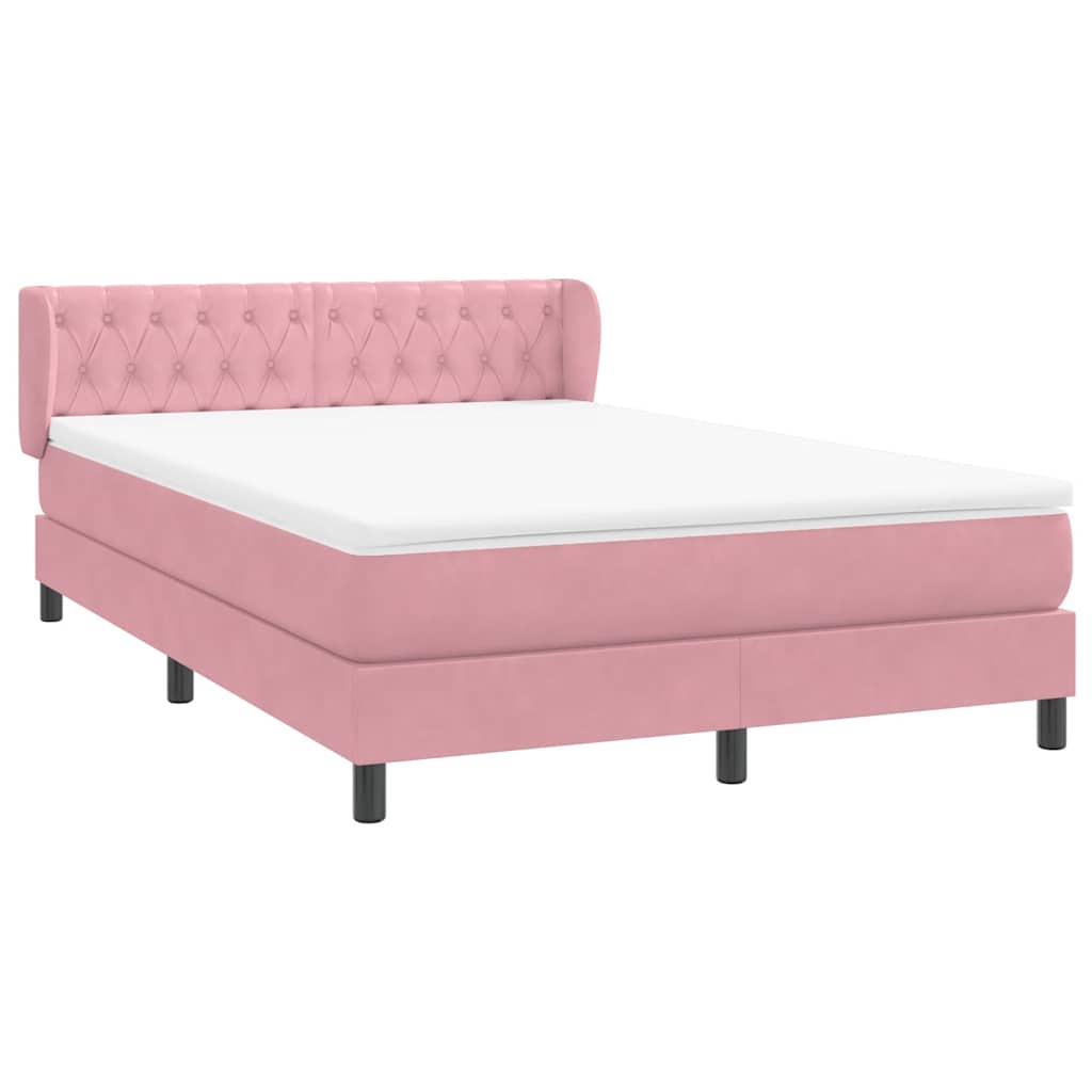 Κρεβάτι Boxspring με Στρώμα Ροζ 160x210 εκ. Βελούδινο
