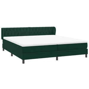 Box Spring Κρεβάτι με στρώματα Σκούρο πράσινο Βελούδινο