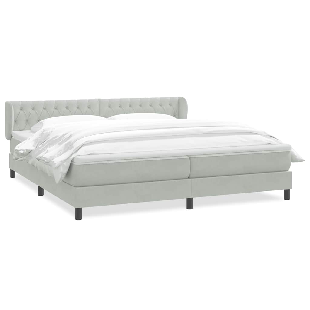 Box Spring κρεβάτι με στρώματα ανοιχτό γκρι 200x210cm Βελούδινο - Pakobazaar