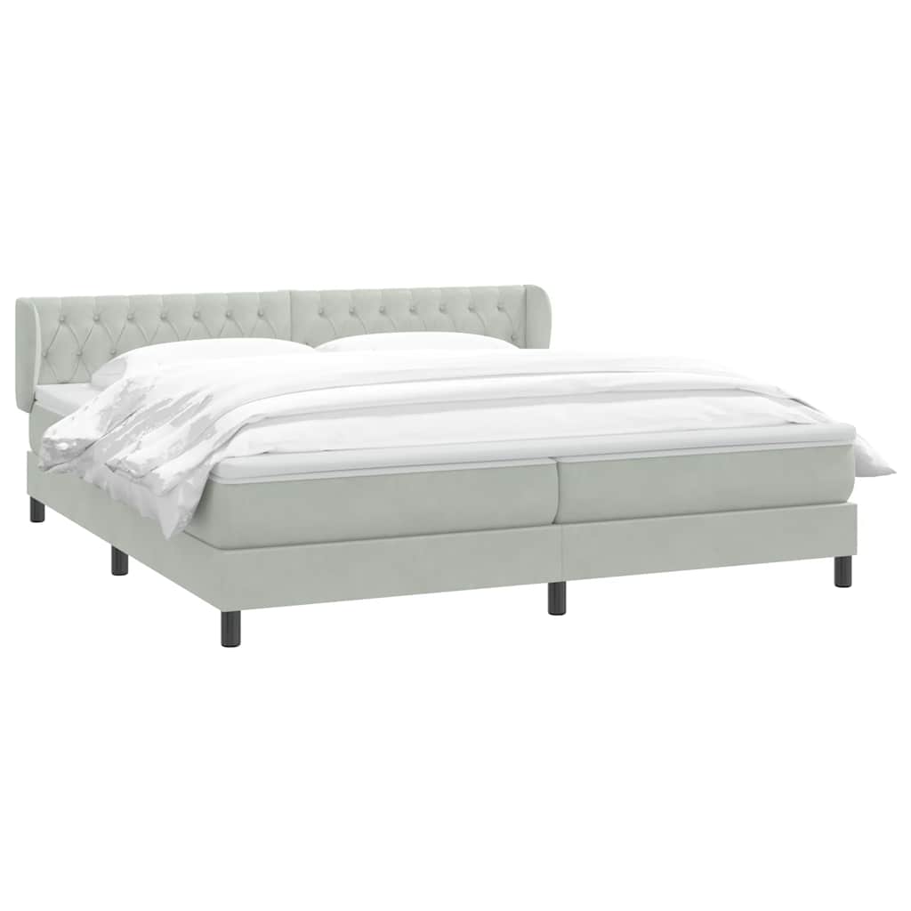 Box Spring κρεβάτι με στρώματα ανοιχτό γκρι 200x210cm Βελούδινο - Pakobazaar