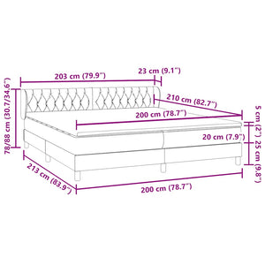 Box Spring κρεβάτι με στρώματα ανοιχτό γκρι 200x210cm Βελούδινο - Pakobazaar