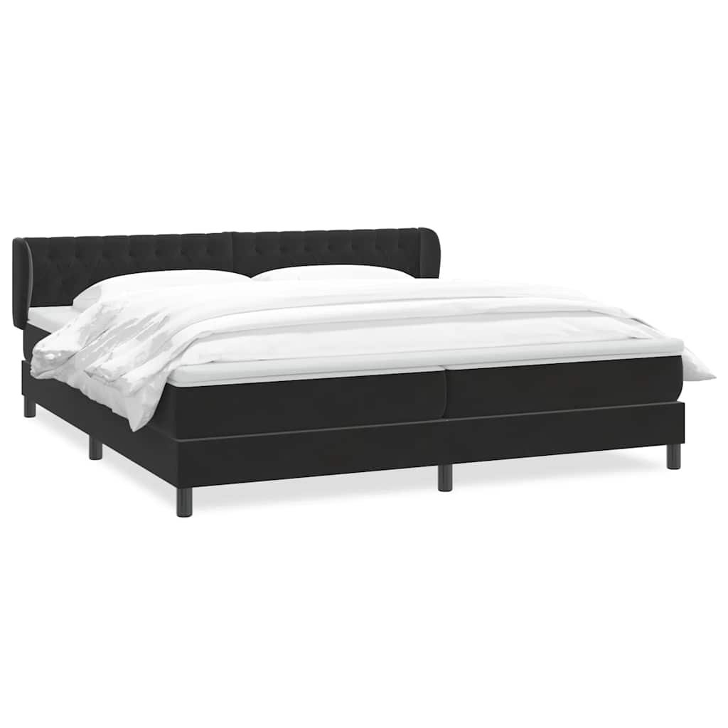Box Spring Κρεβάτι με στρώματα Μαύρο 200x210 cm Βελούδινο - Pakobazaar