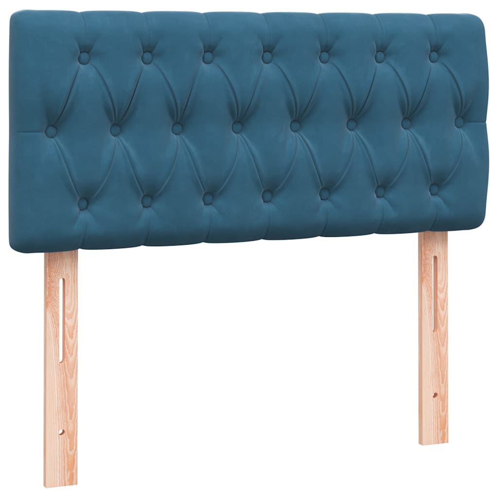 Κρεβάτι Boxspring με Στρώμα Σκούρο Μπλε 80x220 εκ. Βελούδινο