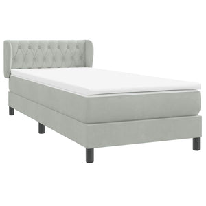 Box Spring κρεβάτι με στρώμα ανοιχτό γκρι 90x220 εκ. Βελούδινο - Pakobazaar
